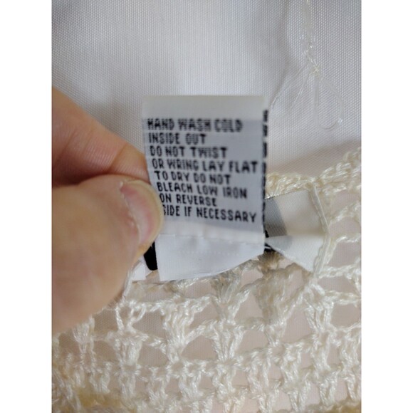 Teddi Cardigan Short-sleeve Crochet Embroidered Ivory Sweater Overlay 3X - Picture 11 of 11